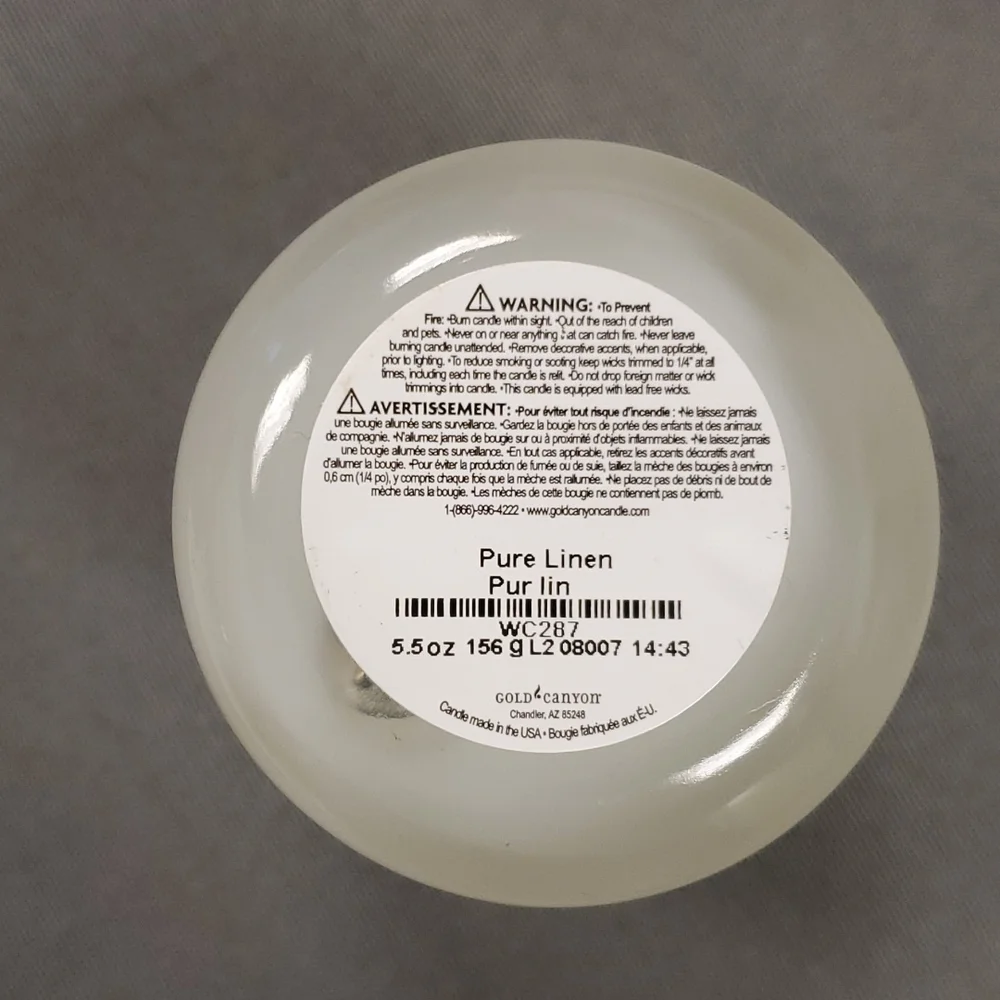COOL SILK, PURE LINEN specialty candle set‎ from Gold Canyon, 5.5 oz ea